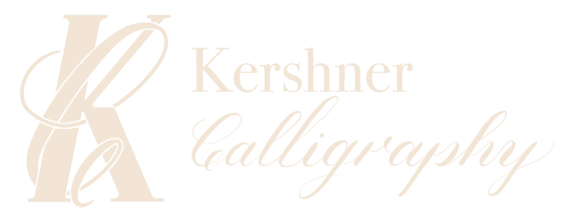 Kershner Calligraphy logo consisting of a calligraphy letter “C” wrapped around a serif letter “K”